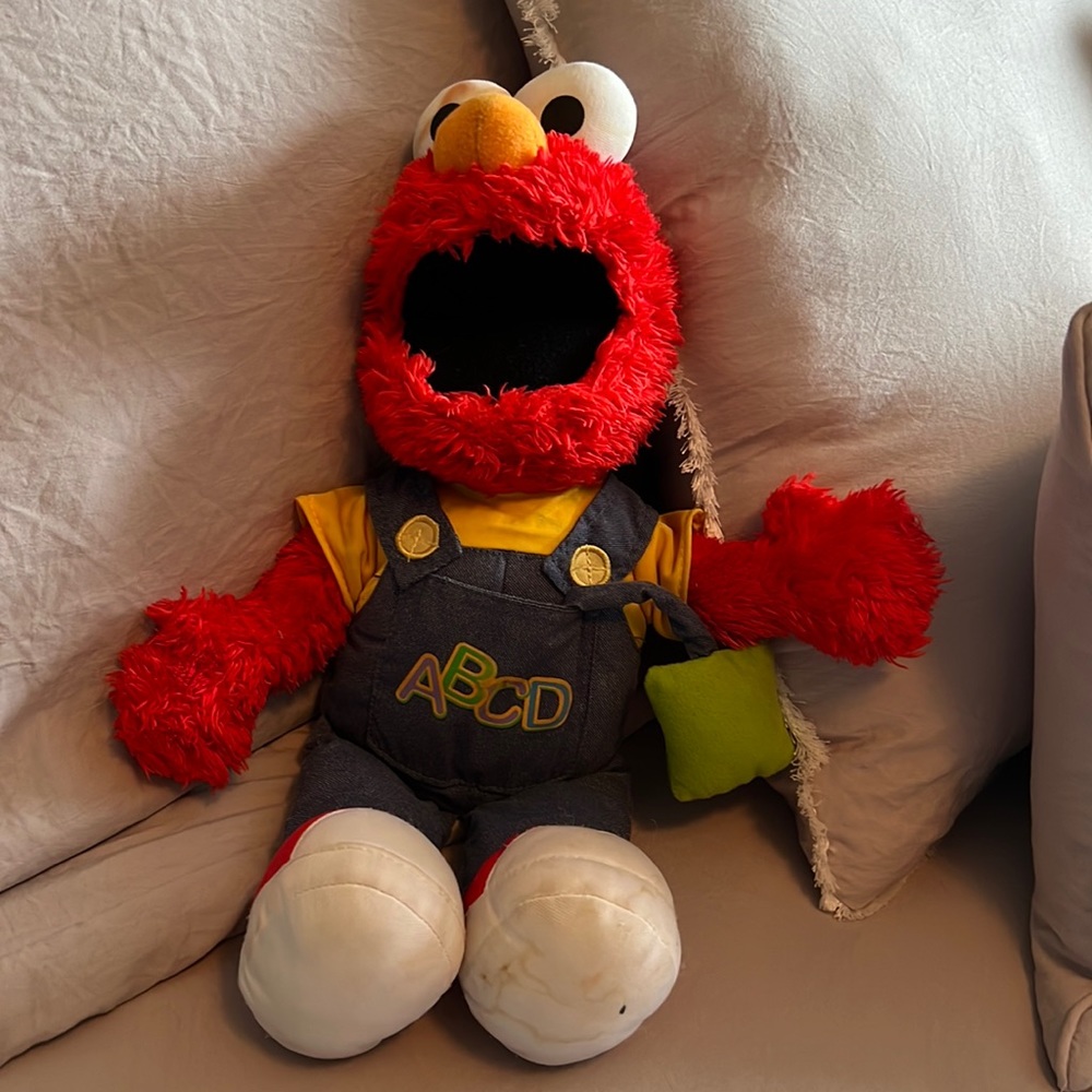 Elmo overalls farmer plush